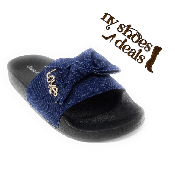 Victoria K Shoes - ☂Women Denim Slip-Ons Bow Tie Mule Sandals SP-2653